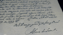 Photograph of Alonso de Leon manuscript letter.